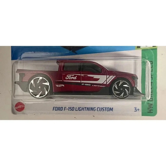 NEW 2024 Hot Wheels 37/250 Red Ford F-150 Lightning Custom Green Speed 5/10 - Picture 2 of 3